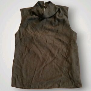 Habitual Womens Cowl Neck Sleeveless Chiffon Blouse Size S Dark Green NWT